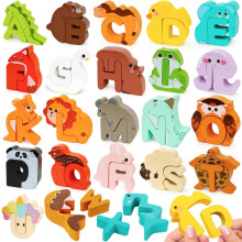 CZTCDP Wooden Alphabet Puzzle ABC Letter Animals Puzzles for Toddlers Montessori Sorting Blocks Board Preschool Matching Game Jigsaw Educational