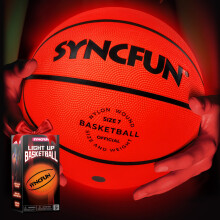 Syncfun gl?d i den m?rke basketball til drenge lyser basketball til natboldspil r?d gl?dende ballkurv kugle tilbeh?r gaver til teen dreng leget?j