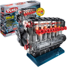 Playz Inline 6 Engine Model Kit - Build Your Own STEM Inline 6 Small Engine That Runs Kit for Adults & Kids Age 10-12+ Visible Inline 6 Mini Eng