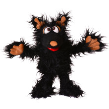 Living Puppets 12-Inch Plush Black Dog Hand Puppet - Fine European Design Ultra-Soft and Cuddly Promotes Child Development Safety Certified T