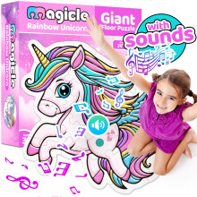Rainbow Unicorn gigantische vloerpuzzel met geluiden 35-delige extra dikke puzzels Eenhoornspeelgoed voor meisjes van 4-6 jaar Vloerpuzzels voor kind