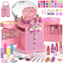 Kit de maquillage PERRYHOME pour fille, 63 pièces, jouets licorne pour filles, véritable kit de maquillage cosmétique lavable et non toxique pour