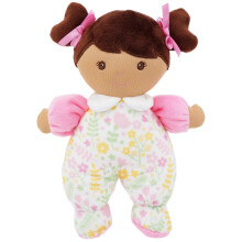 Poupée en Peluche Zuri 9" - Première Poupée Douce - Tenue Fleurie Rose