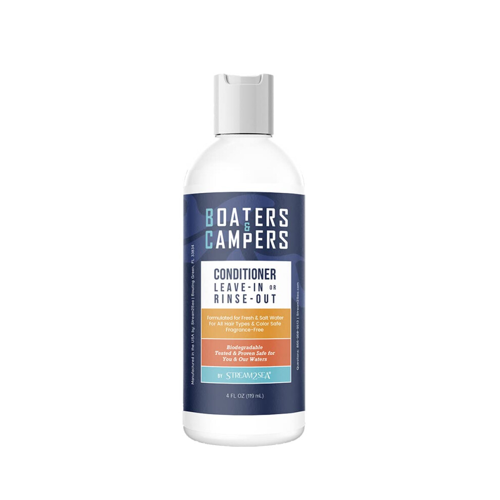 Stream 2 Sea Boaters And Campers Hair Conditioner 4 Oz Reef Safe Fragrance Free All Natural Conditioner For Camping And Boating Paraben Free Deep Co
