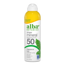 Alba Botanica Sheer Mineral Sunscreen Spray SPF 50 Duftfri bredspektret vandafvisende og biologisk nedbrydelig 5 fl. Oz. Flaske