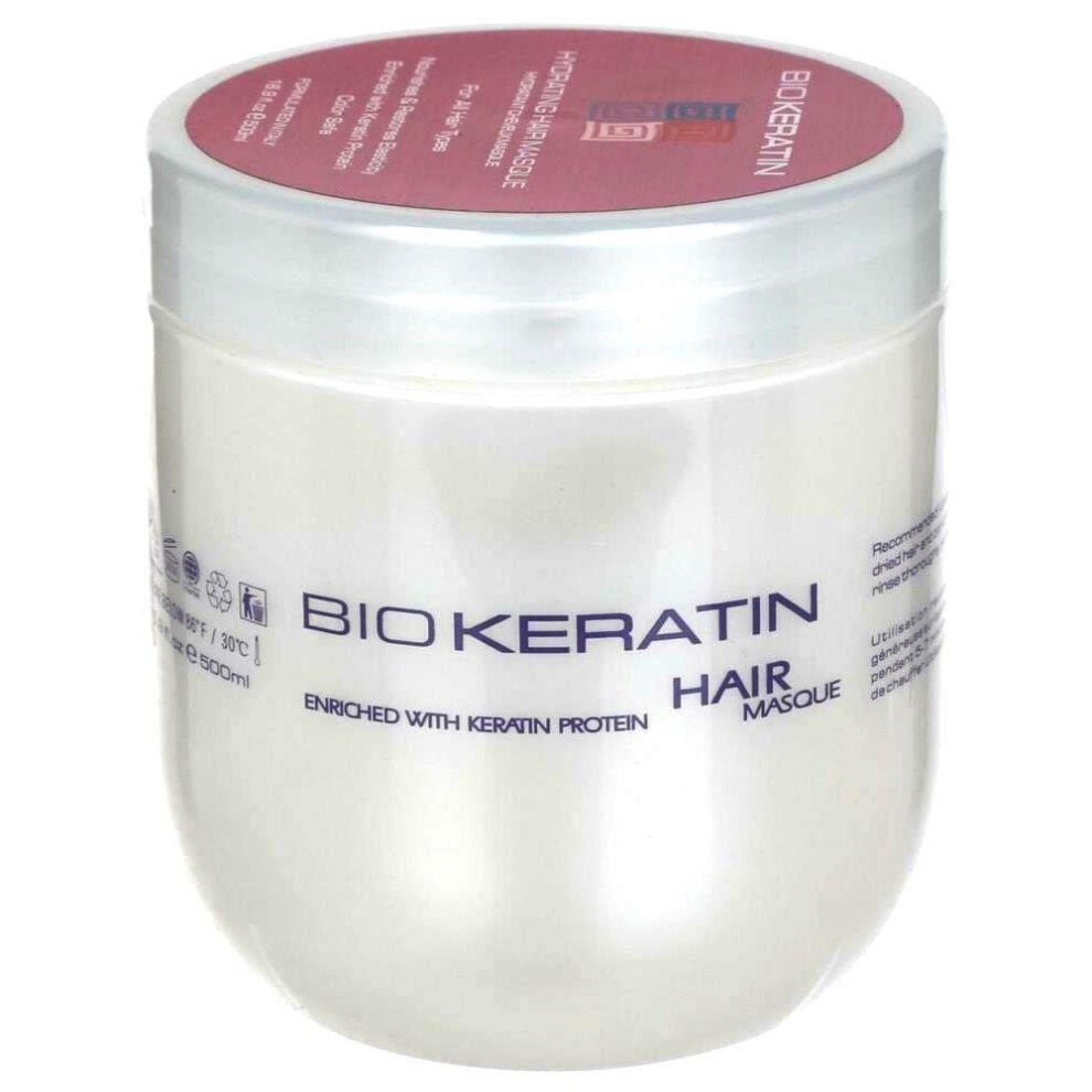 Bio Pureoils Bio Keratin - Hydrating Hair Masque 16.9 Fl.oz (500Ml). Nourishes & Restores Elasticity Hair.