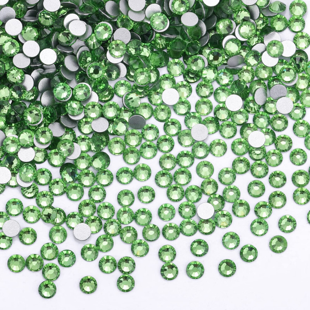 1440Pcs Light Green Crystal Rhinestones Glass Flatback Rhinestones Gemstones Small for Nail Face Makeup Art Crafts Clothes Decoration - (SS10 2.8mm Li