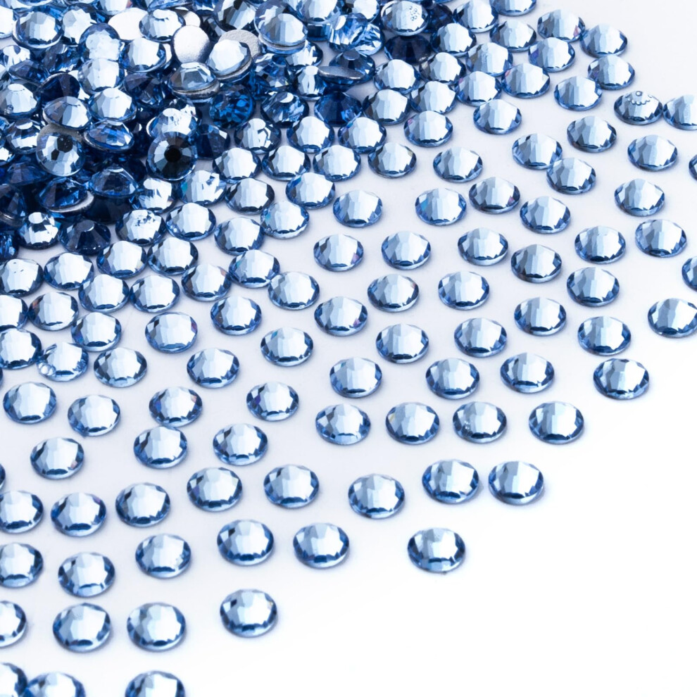 Lot De 288 Strass En Cristal Bleu Clair à Dos Plat Pour DéCoration D'ongles, De Visage, De Maquillage, D'artisanat Et De VêTements (SS30 6,5 Mm B-image