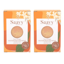 Saavy Naturals 2 PACK Sweet Orange 5oz x 2 Handmade Body Soap Bars Moisturizing for Women Organic Vegan Formula Creamy Lather with No Residue