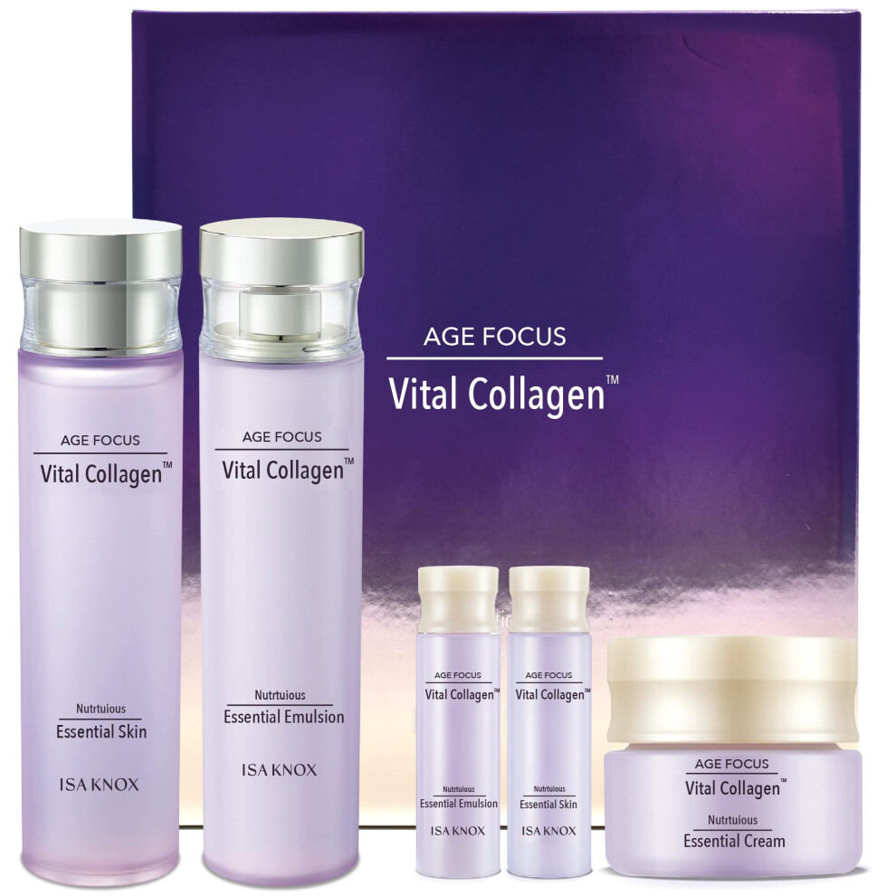 Isa Knox Cream Age Focus Vital Collagen Skincare Gift Set (370Ml / 12.51 Fl Oz) - Korean Luxury Premium High-End Skin Toner Emulsion Lotion By Lg Be