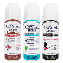 KRYSTAL STONE Deodorant For MEN 3-Pack Roll On Potassium Alum with Essential Oil Blends - Unscented, COOL BLACK and FRESH CEDAR - VEGAN. CRUELTY FREE.