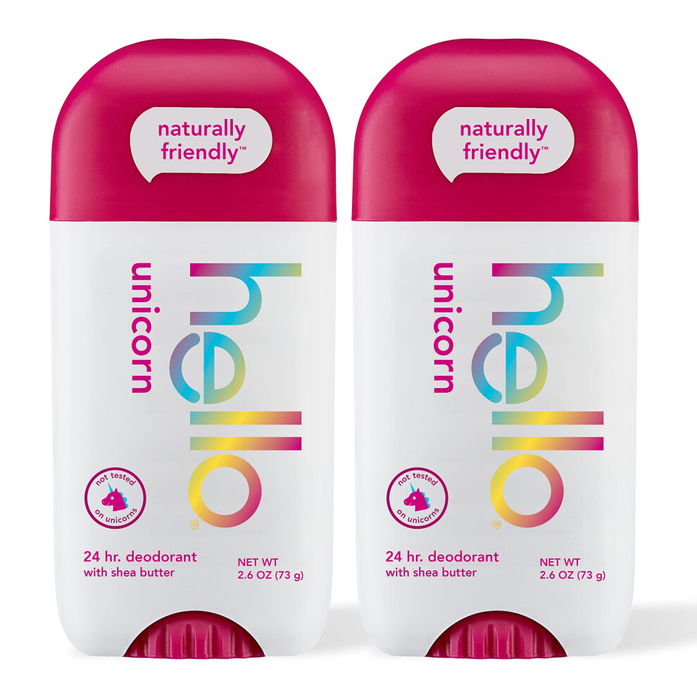 hello Unicorn Aluminum Free Deodorant for Women  Girls  Safe for Kids  Dermatologically tested  Natural Fragrance  2 Pack