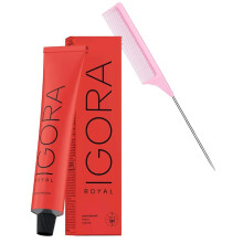 5-00 IGORA ROYAL, Schwarzkapf PERMANENT Creme Hair Color Dye Cream Hajfestk Legjabb 2024-2025-s verzi (SIeekshop PINK Comb) (5-00 Vilgosbarna Na