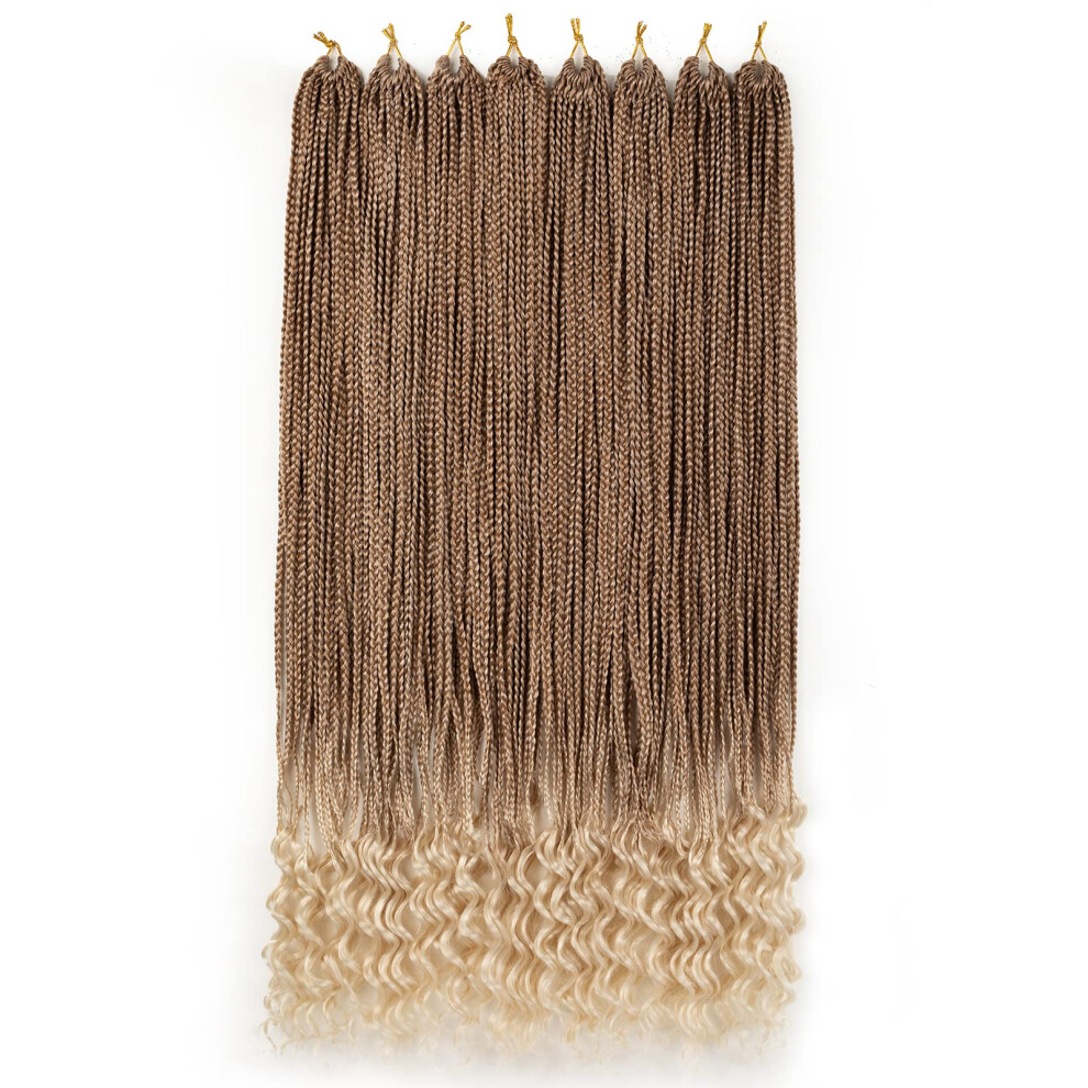Phosphe Unisex Black 144 Strands Goddess Crochet Box Braids With Curly Ends 30 Inch Pre Looped Box Braids Crochet Hair 8 Packs Curly Crochet Braids For Women