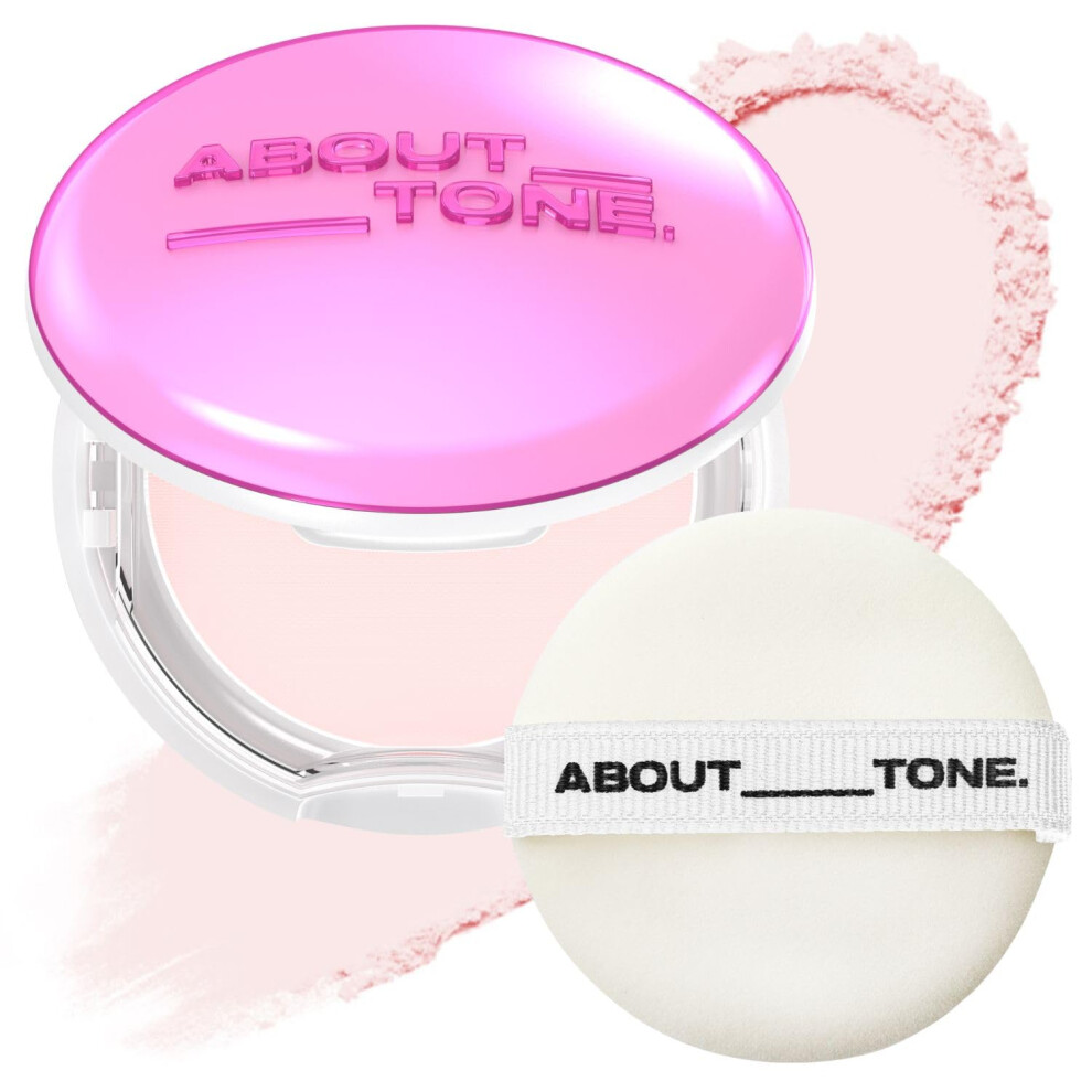 Om Tone Peach About Tone Glow Powder Pact 0.28Oz - Shining Tone-Up Pressed Powder Compact With Mirror And Puff Natural Pearl Shimmery Blur Finish Face Makeup