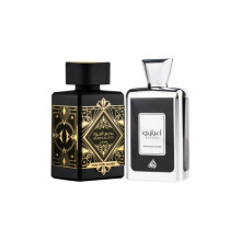 Lattafa parfymer fr unisex 2 delar Eau de Parfum presentset (Bade'e Al Oud Oud For Glory + Ejaazi Intensive Silver) 3,4 ounce/100 ml vardera