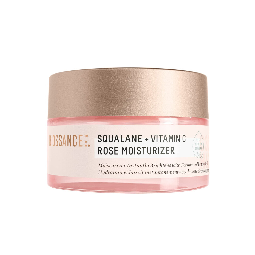 Biossance Squalane + Vitamin C Rose Moisturizer. Antioxidant-Rich Daily Moisturizer To Boost Radiance Even Skin Tone And Smooth Fine Lines And Wrinkl