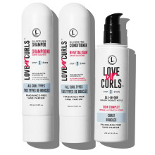 LUS (Love Ur Self) Fragrance-Free 3-Step System Shampoo and Conditioner Set with All-in-One Styler for Curly Hair Nongreasy & Moisturizing - 8.5oz ea