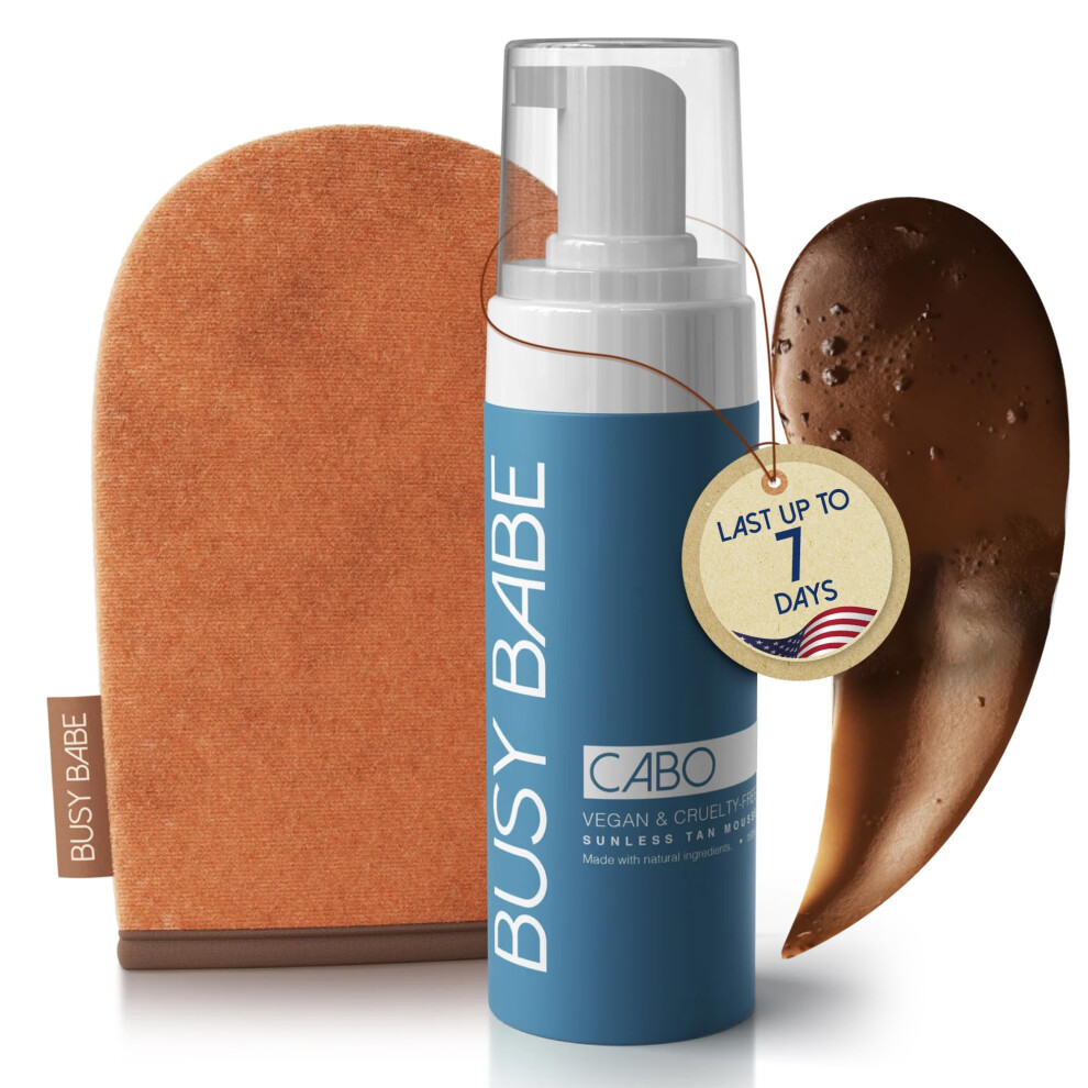 Optaget Babe Busy Babe Cabo Tanning Mousse Self Tanner With Mitt - Achieve A Gorgeous Flawless Tan Sun-Kissed Glow For All Skin Types And Tones Sunless Tanning