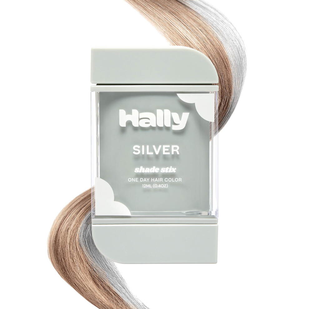 Gesso Per Capelli Hally Hair Temporary Hair Color Shade Stix (Argento) - 12 Ml Lavabile Per Capelli Per Bambini, Adolescenti E Adulti - Un Tocco-image