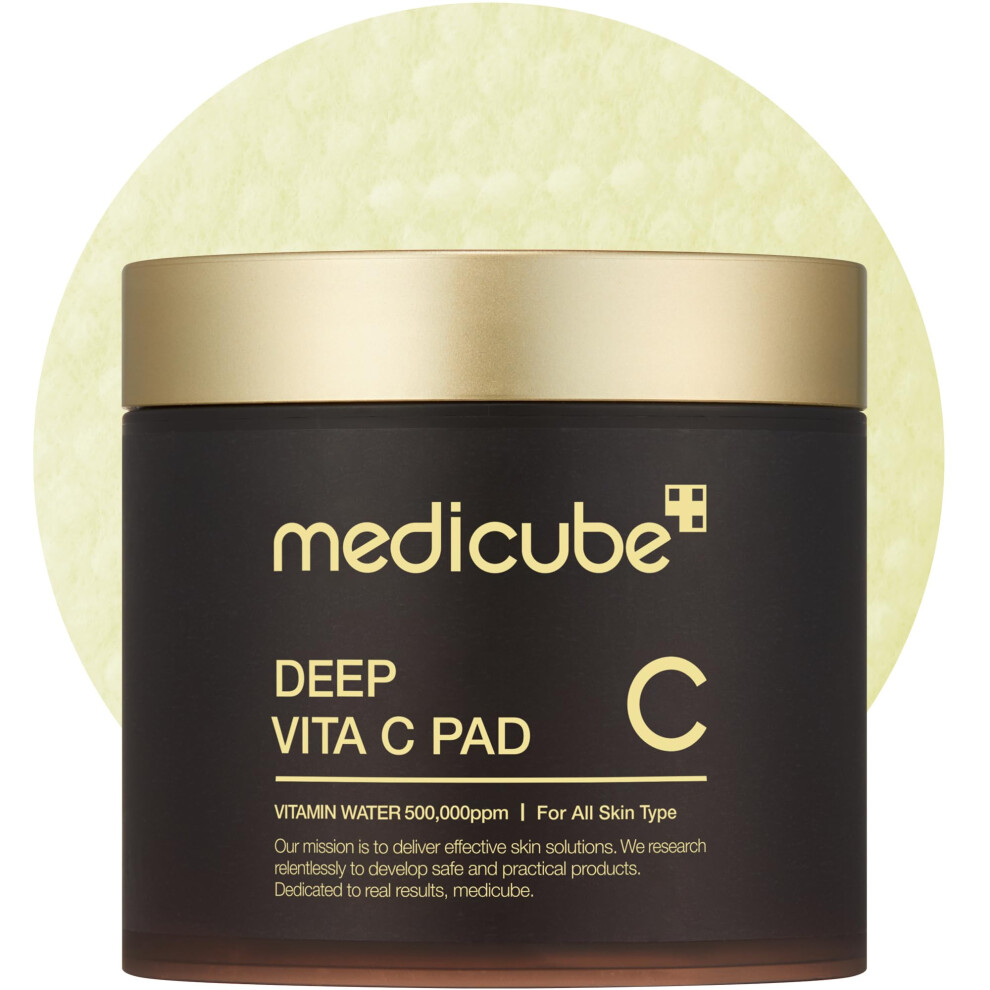 Medicube Deep Vita C Facial Pads  Vitamin C Toner Pads for Uneven Skin Tone  500 000PPM of vitamin water & 3 types of vitamin  Hydrating & Resurfacing