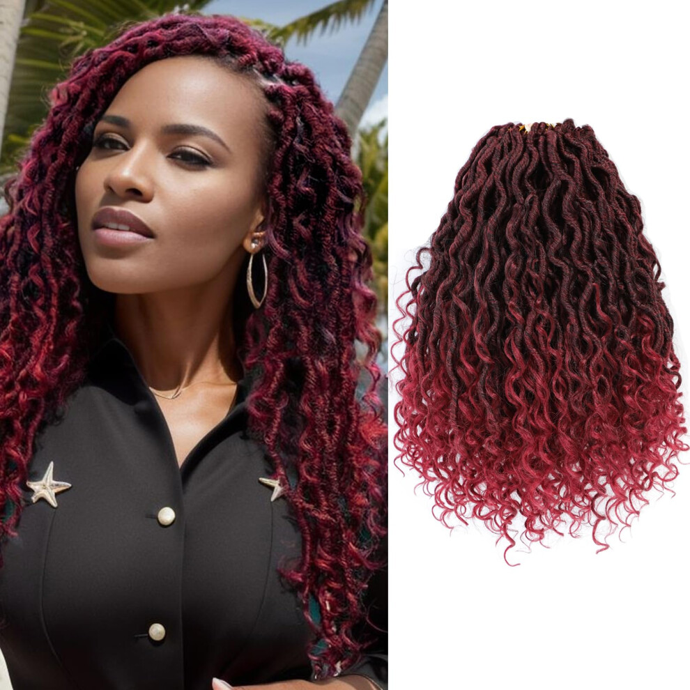 Yorostar Unisex Not,Specified Curly Faux Locs Crochet Hair 8 Packs 10 Inch Short Goddess Locs Crochet Hair River Locs Crochet Hair With More Small Curls Hippie Locs Boho Style Hair