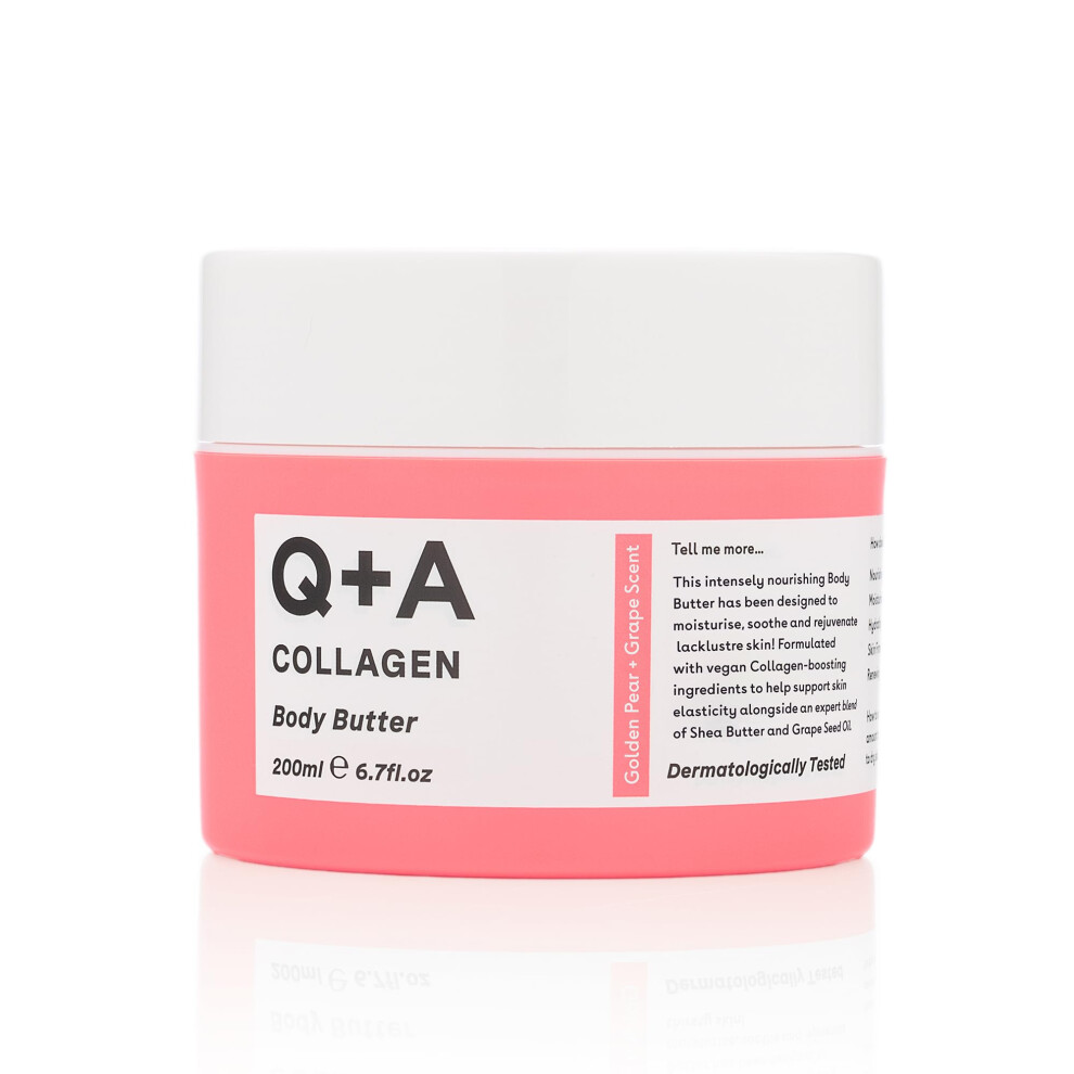 Q+A Collagen Body Butter: Luxuriously Rich Intensely Moisturising Vegan Formula With Hydrolysed Vegetable Protein Shea Butter Squalane And Golden