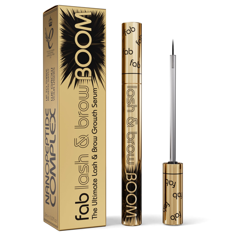 Fab Brows Fab Lash And Brow Boom - The Ultimate Lash And Brow Growth Serum - Lash Serum For Thicker Longer & Fuller Lashes And Brows - Infused With Castor Oil