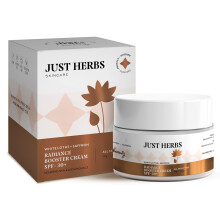 Cr  me visage Just Herbs Skin avec SPF 30+ au safran et au lotus blanc, cr  me booster d'  clat pour hommes et femmes, tous types de peau - 50 g