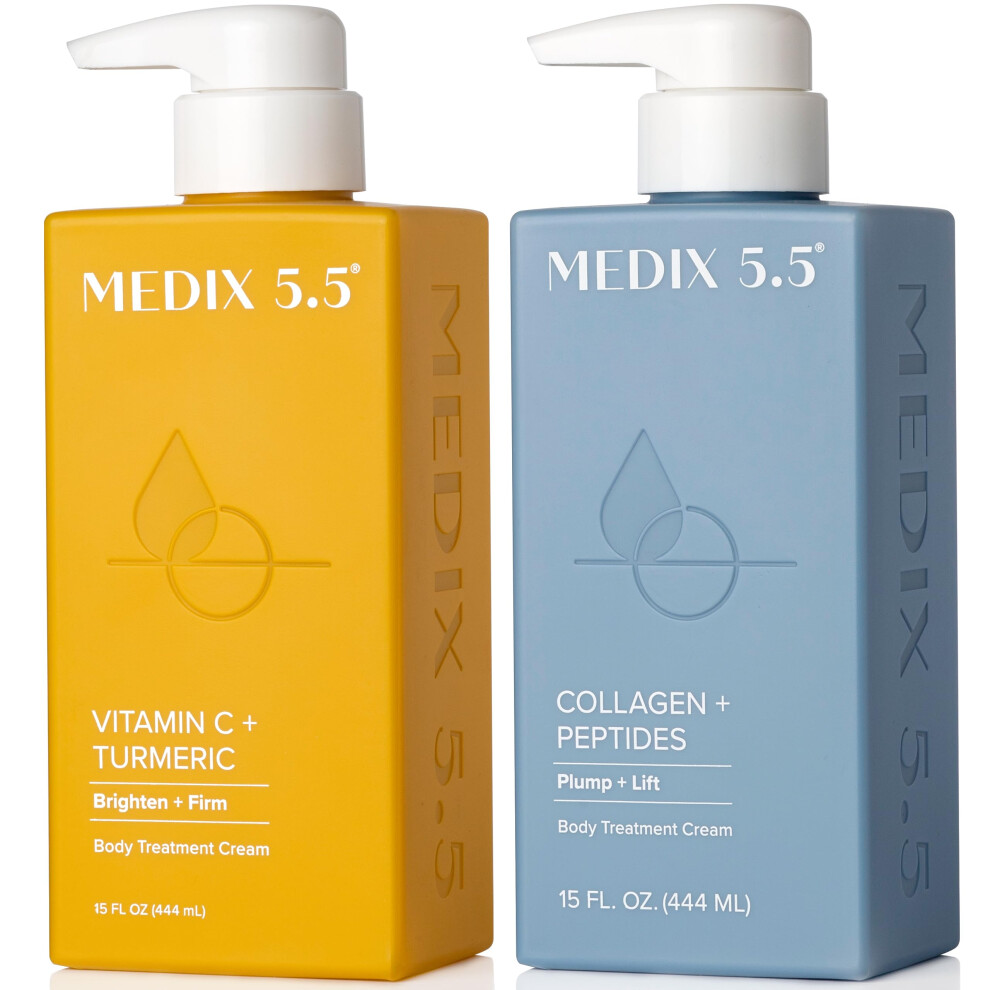 Medix 5.5 Cream Vitamin C Lotion + Collagen Anti Aging Moisturizer Skin Care Set Collagen Lotion Targets Wrinkles Sagging Skin Crepey Skin Vitamin