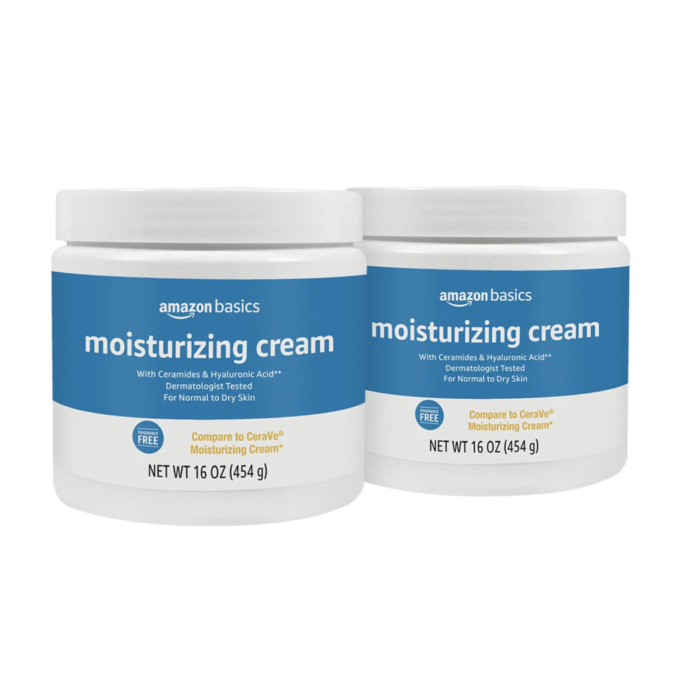 Amazon Basics Moisturizer Cream for Face  Dry Skin  Hydrating   16 Ounces  2-Pack