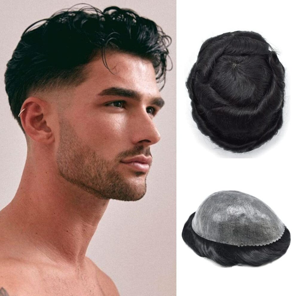 Hã¥R Undrer Sig Unisex Not,Specified Hair Wonders Men's Toupee Real Human Hair Piece Poly Toupee For Men Human Hair Replacement System Man Hairpieces For Hairloss Protesis Capilar Para Ho
