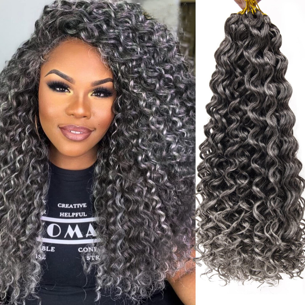 Yxcherishair Unisex Black 8 Packs Curly Crochet Hair Gogo Curl Crochet Hair For Women Deep Wave Braiding Hair Synthetic Bohemian Crochet Braid Water Wave Crochet Hair Ext