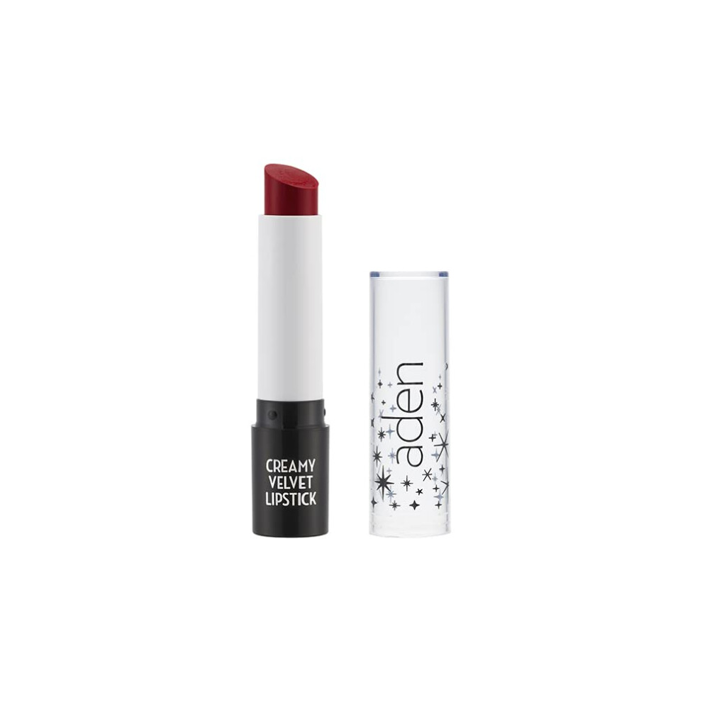Aden Velvet Lipstick - Highly Pigmented - Durable & Hydrating - Non Drying - Creamy & Smooth (08 Scarlett Heart)