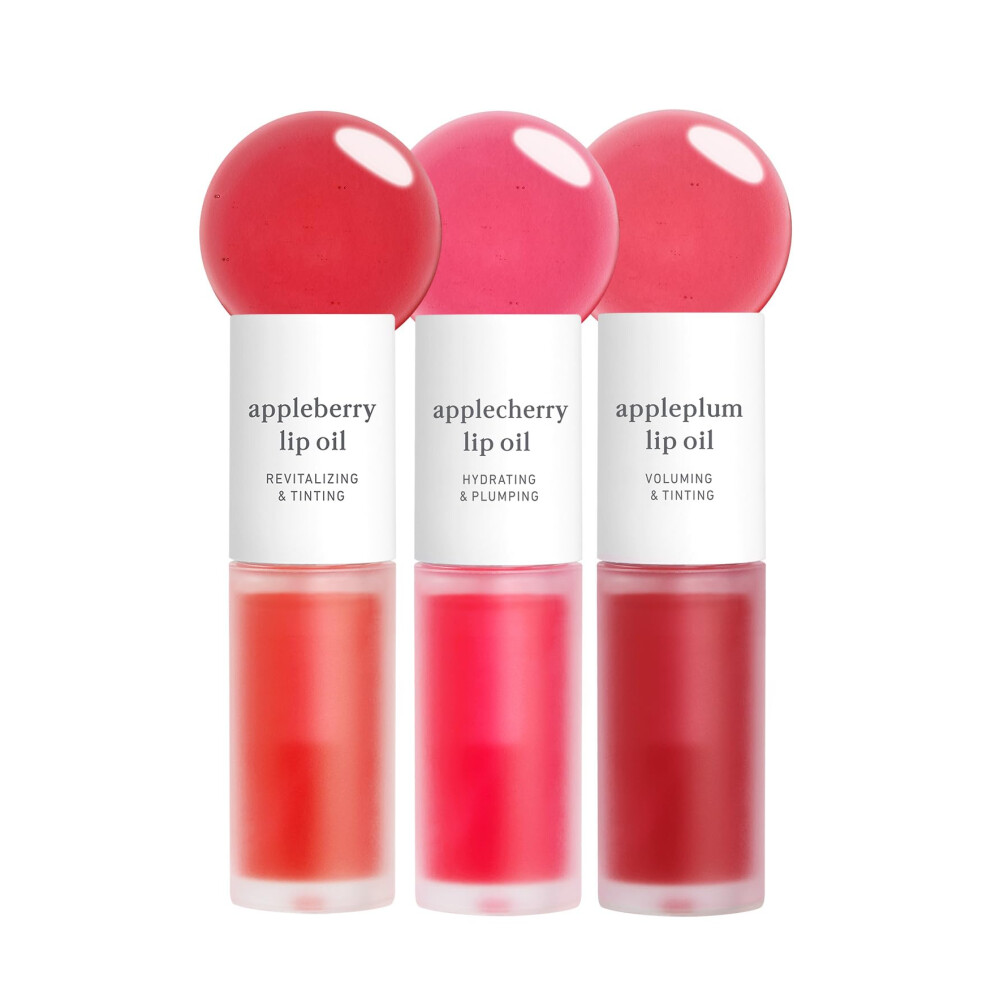 NOONI Appleseed Lip Oil Set - Appleberry & Applecherry & Appleplum | with Apple Seed Oil  Lip Oil Trio  Lip Stain  Gift Sets  For Chapped and Flaky Li-image-OPC-PFNHBGP-NEW