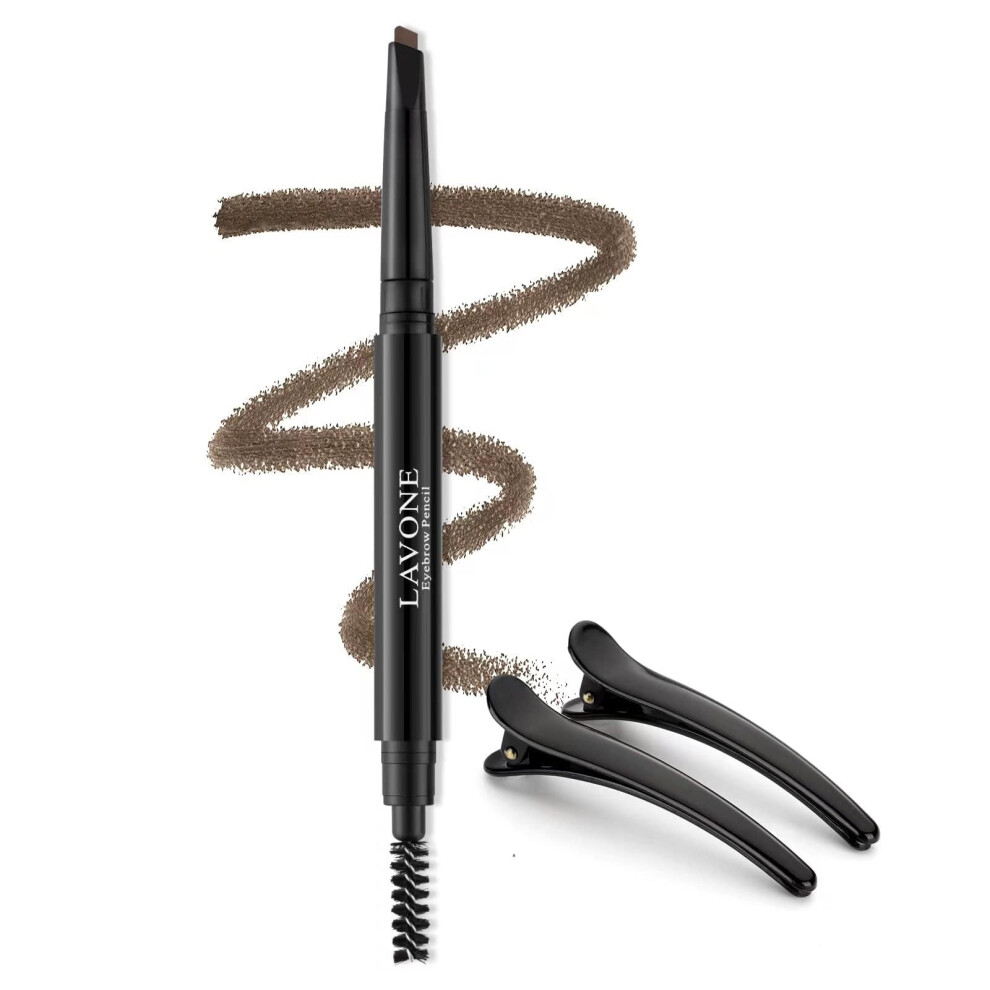 Lavone Eyebrow Pencil - Makeup Waterproof Brow Pencil With Triangular Tip Dual-Sided Brow Brush Precise Fine Tip Fills Brows Creates Natural Looki