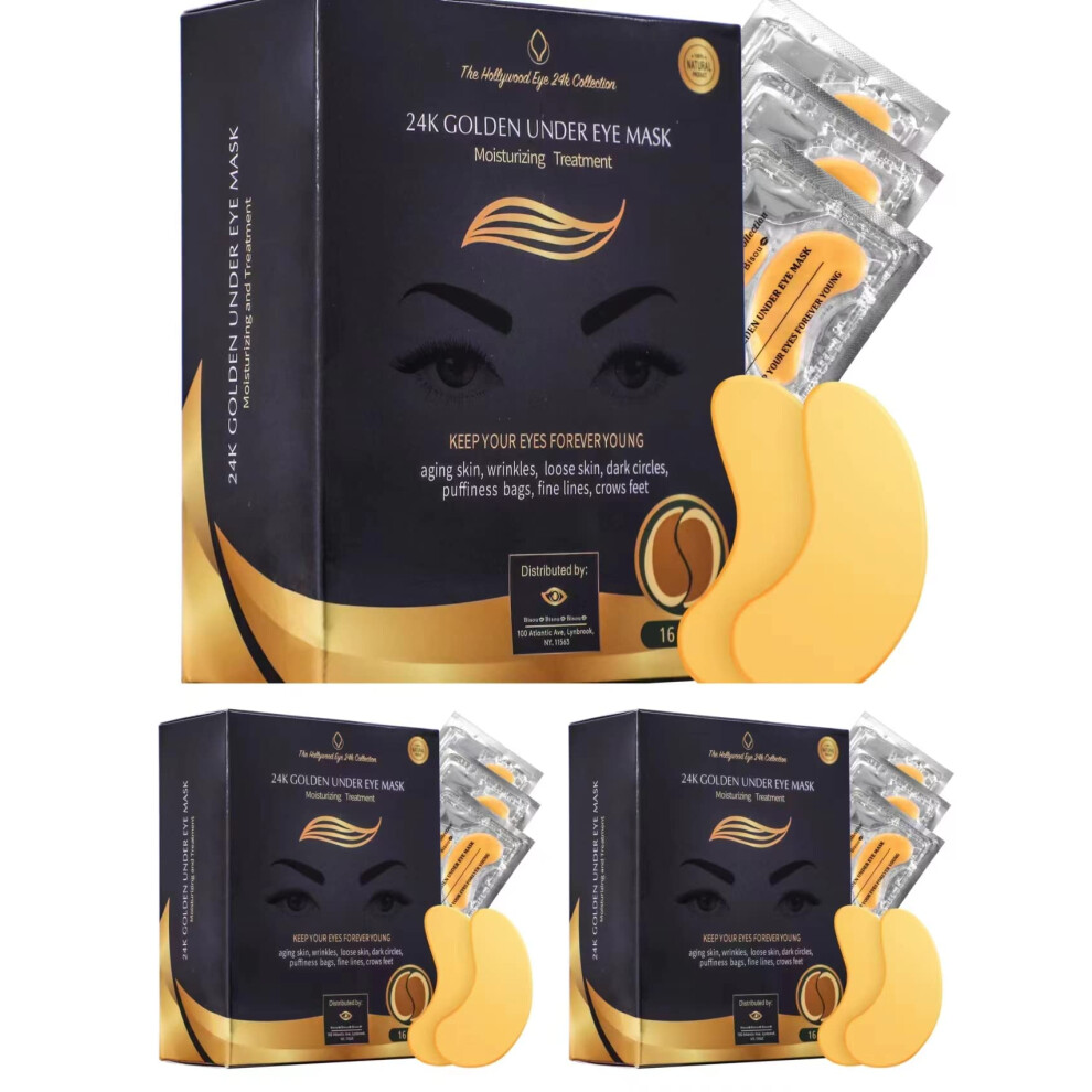 Bisou Bisou Bisou 24K Gold Under Eye Mask | Under Eye Treatment For Women | Collagen Eye Pads With Hydrogel | Eye Patches | Eye Mask Skin Care | 48 Pa