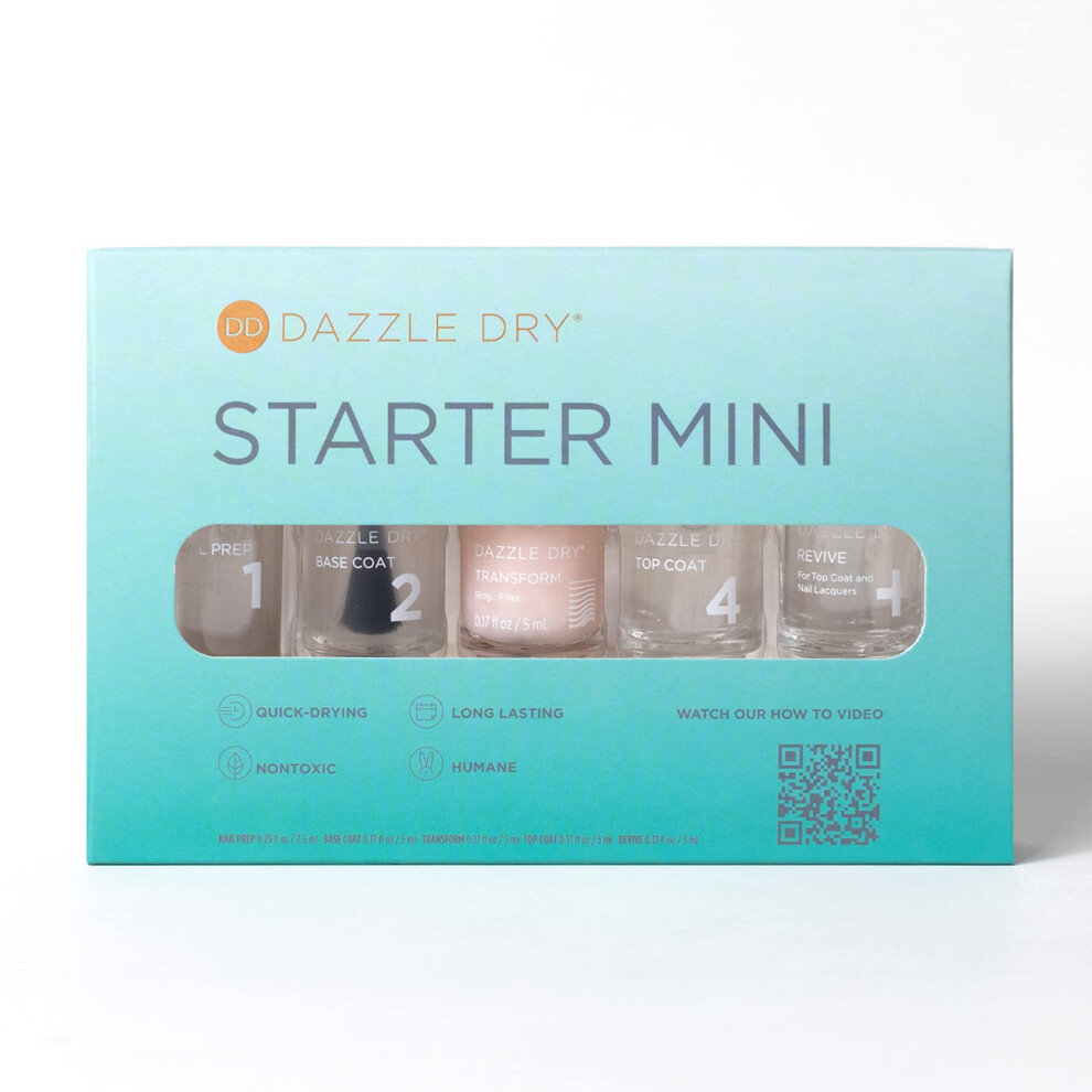 Blã¦Ndende Tã¸R Dazzle Dry Complete Starter Mini Kit | Step 1 - Nail Prep Step 2 - Base Coat Step 4 - Top Coat Transform - Ridge Filler & Revive - Polish & Top Coa