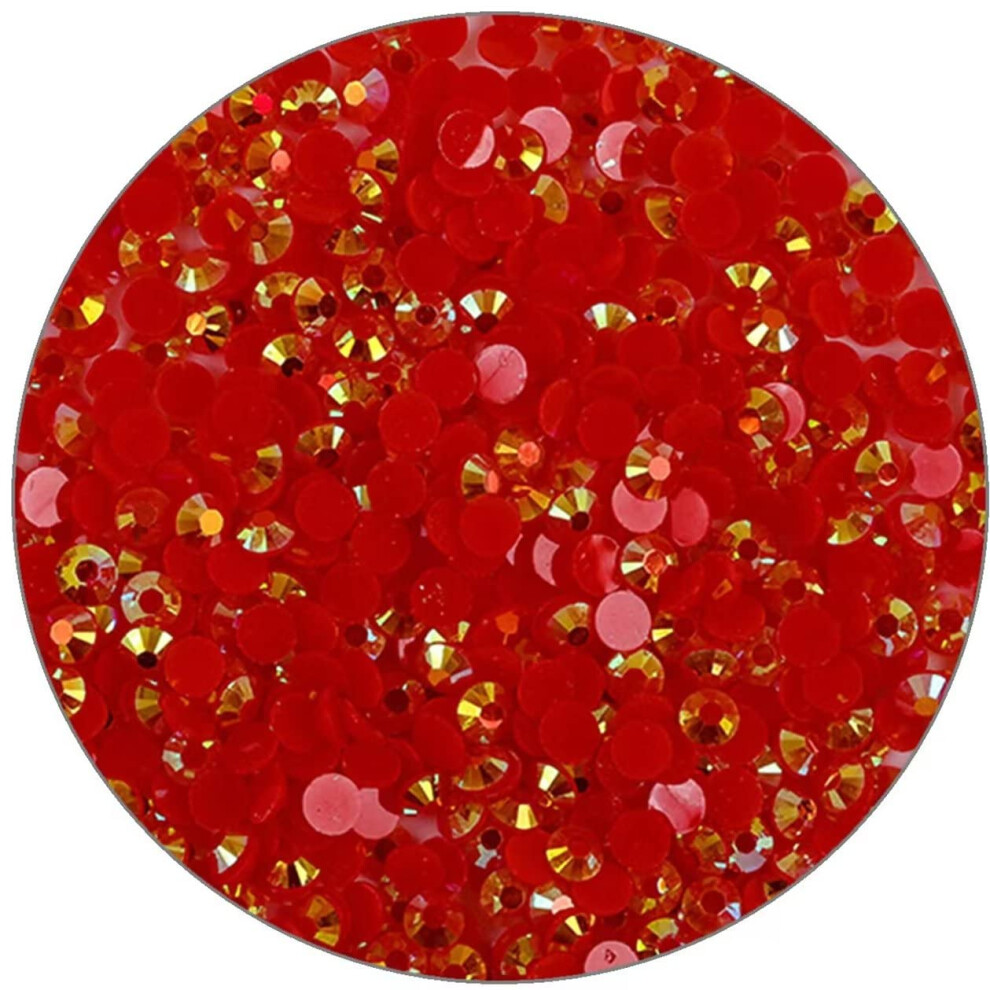 3000 Pieces SS6 2mm Flatback Rhinestones Clear Glasses Round Gems AB Crystals for Nail Art DIY Crafts Clothes Glitter Stones (Red)