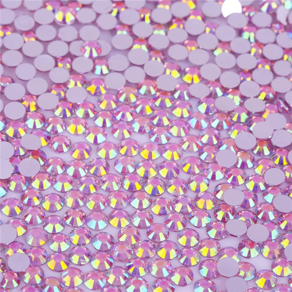 500 Pieces SS30 6mm Flatback AB Rhinestones Clear Glass Round Gems Crystals for Nail Art DIY Crafts Clothes Shoes Bags (Dark Pink)