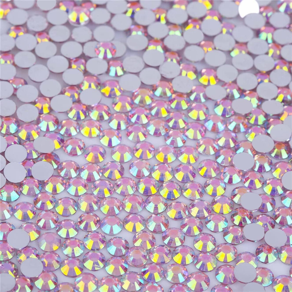 1500 Pieces SS16 4mm Flatback AB Rhinestones Clear Glass Round Gems Crystals for Nail Art DIY Crafts Clothes Shoes Bags (Light Pink)