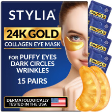 Stylia Under Eye Patches for Puffy Eyes and Dark Circles (15 Pairs) 24k Gold Eye Mask Face Eye Mask Skincare Eye Care for Wrinkles and Puffiness