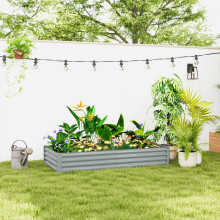 Outsunny Galvanised Raised Garden Bed, 180x90x30cm Raised Bed, Silver