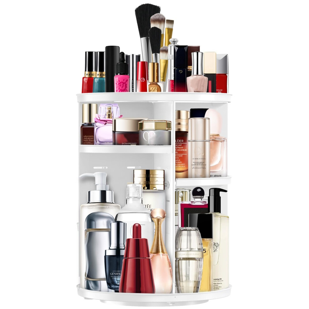 Elastisk Makeup Organizer 360 Rotating Cosmetic Organizer Diy Adjustable Makeup Carousel Spinning Holder Rack Large Capacity Cosmetic Storage Box Makeup Brush