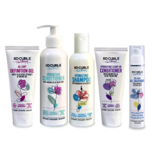 XO Curls 5 PCS Curl Therapie Plage 12 FL OZ | Conditionneur de shampooing d'huile de pre-lavage Conditionneur en feuilleur et gel de definition |