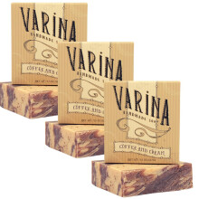 Varina Natural Coffee Cream Bar Soap - Zachte reiniging voor de gevoelige huid Aardse geuren - 3 stuks