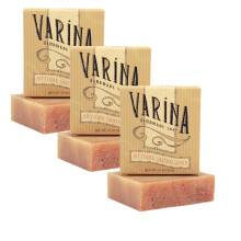 Varina Natural Antique Sandelwood Bar Soap - Sk?nsom rensning til f?lsom hud Blomster - 3 stk.