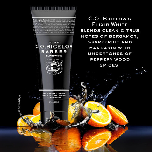 C.O. Bigelow Men's Hair and Body Wash, Elixir White, No. 1607, 8 fl oz, Shampoo e Doccia, Agrumi e Bergamotto 2