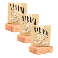 Varina Organic Citrus Cedar Sage Bar Soap - Gentle Cleansing for Sensitive Skin Earthy Scents - 3 Pack - Experience Healthy and Glowing Skin