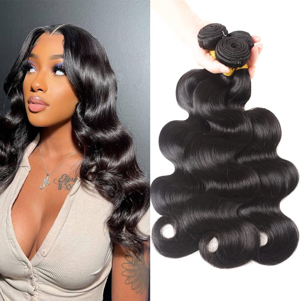 Aimaker Aspumod 12A Human Hair Bundles Body Wave 3 Bundles Human Hair 16 18 20Inch Unprocessed Brazilian Virgin Hair Bundles Deals Quick Weave Hair Extension